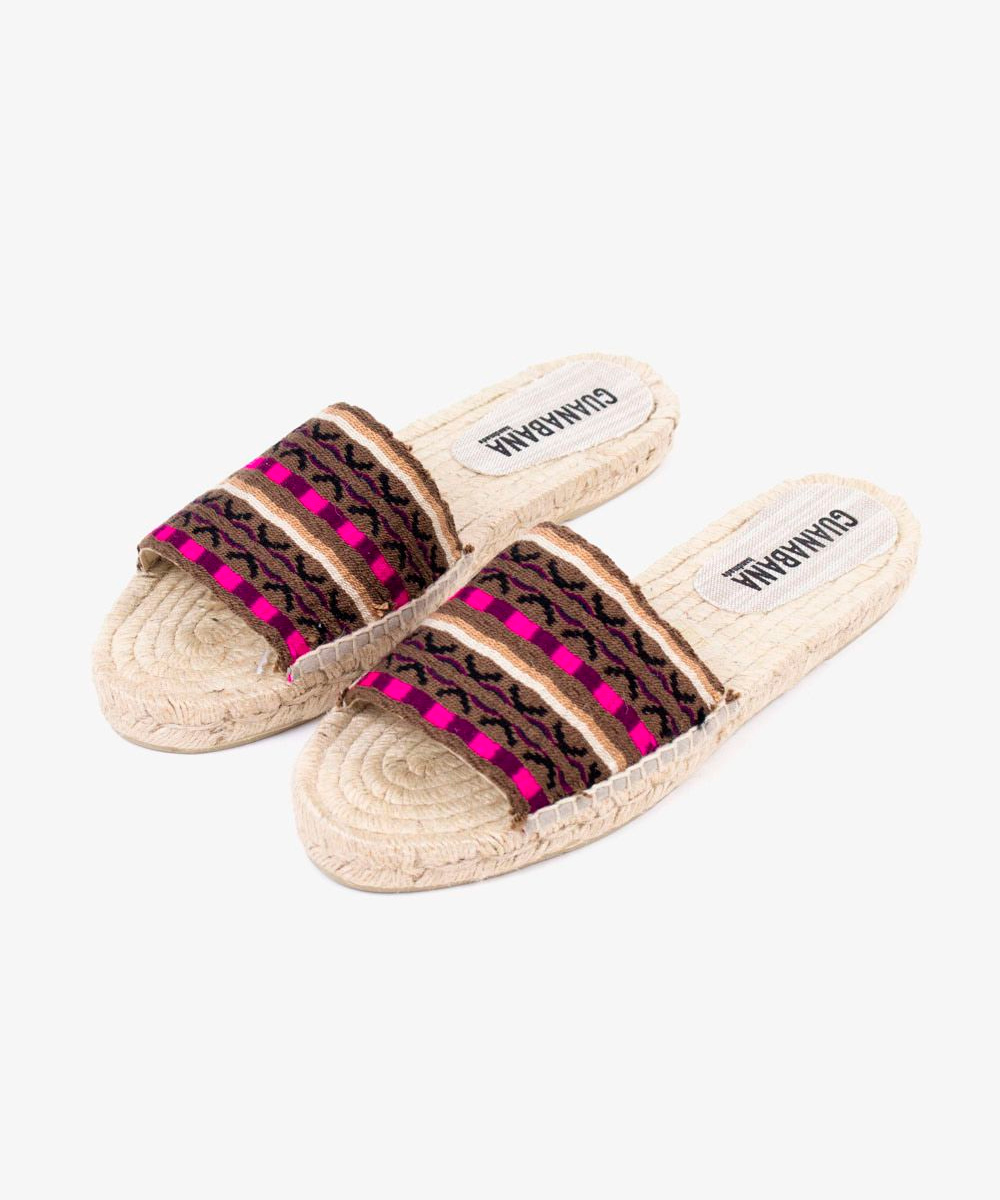 MULE ESPADRILLE - MONTGOMERY - BROWN & FUCHSIA