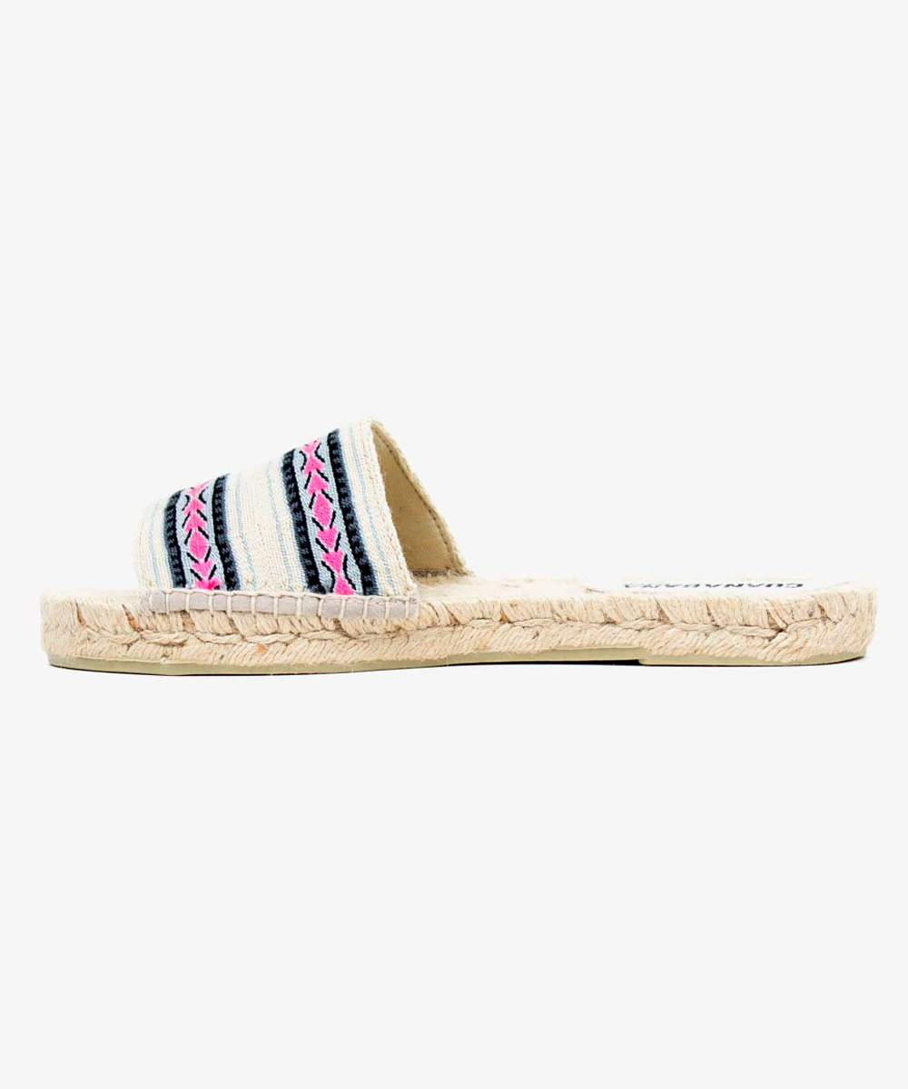 MULE ESPADRILLE - FLORENCE - WHITE & FUCHSIA