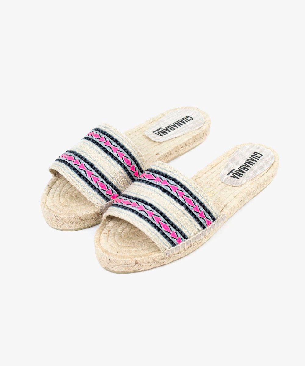 MULE ESPADRILLE - FLORENCE - WHITE & FUCHSIA