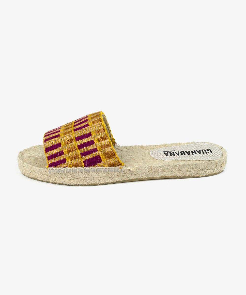 MULE ESPADRILLE - ONTARIO - MUSTARD & BORDEAUX