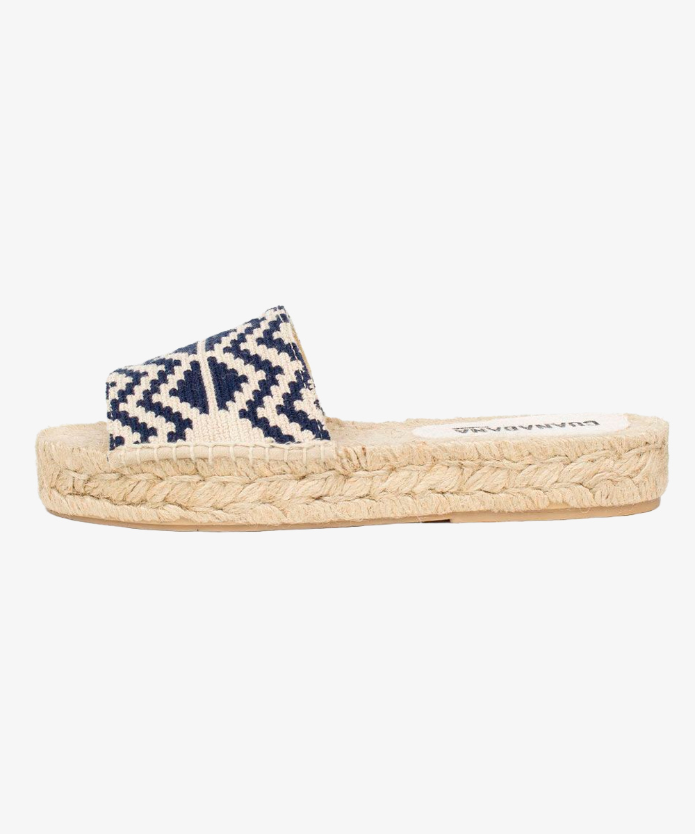 MULE ESPADRILLE - TRIVAL - BEIGE & NAVY