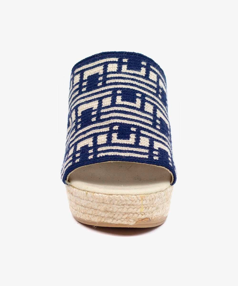 MULE ESPADRILLE WITH HEEL - KONGUR - NAVY & BEIGE