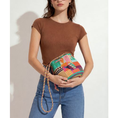 BOLSO MITRA - LION - TURQUESA Y MULTICOLOR