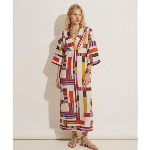LINEN DRESS - CAPRICORNUS - BEIGE & MULTICOLOR