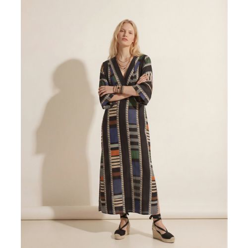 LINEN DRESS - CORVUS - BLACK & GREY