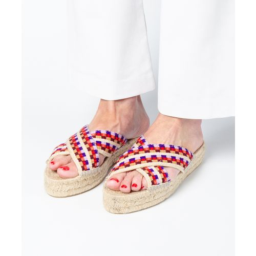 ESPADRILLE WITH CROSSED BAND - PURPLE & RED