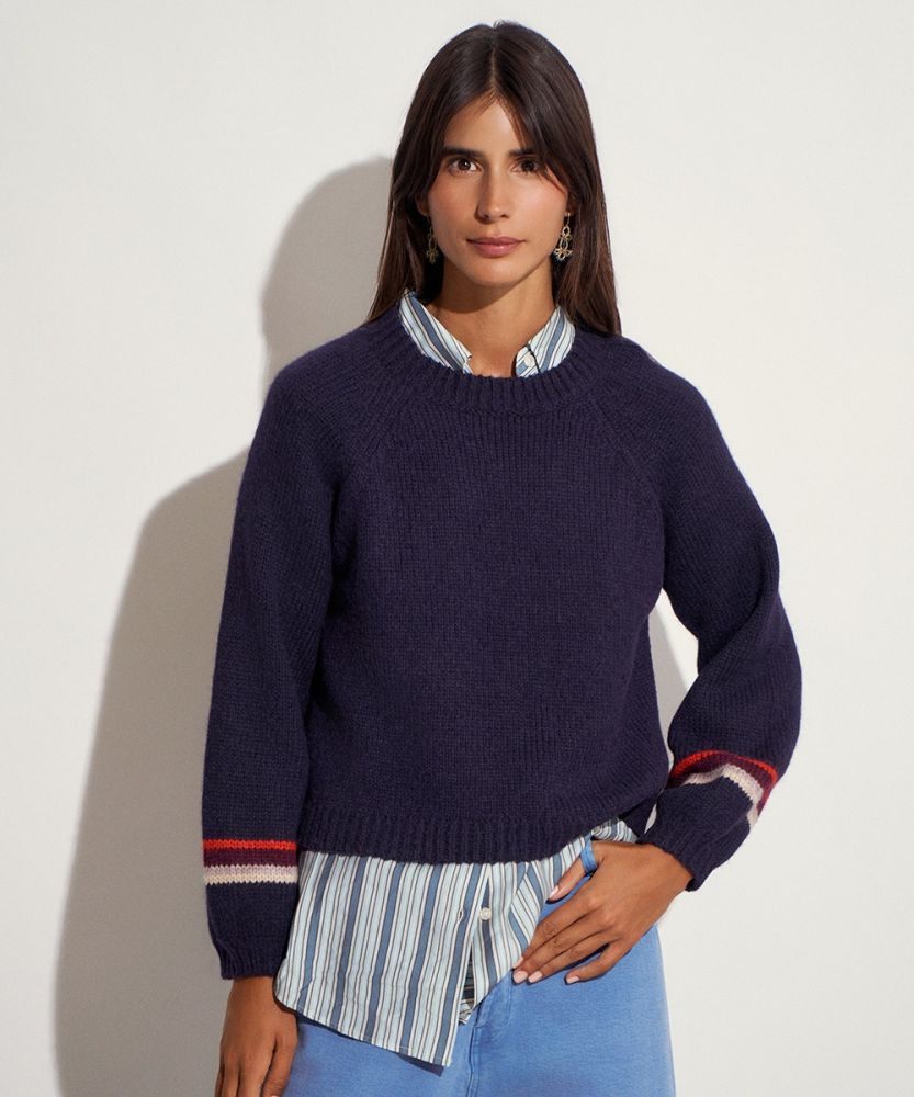 JERSEY ELVIRA DE BABY ALPACA - AZUL MARINO