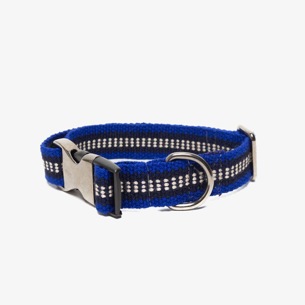 DOG COLLAR- MED BLUE & WHITE