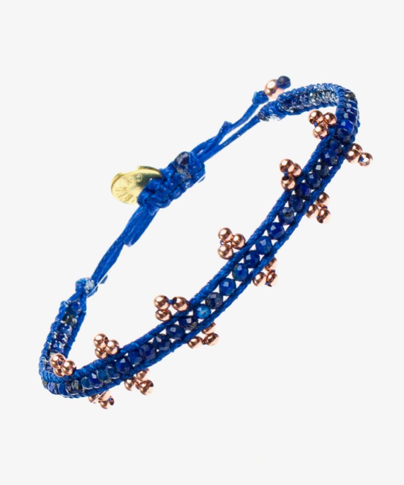 Pulsera OLYMPIA - PIEDRAS LAPISLAZULI Y BEADS CON BAÑO DE ORO