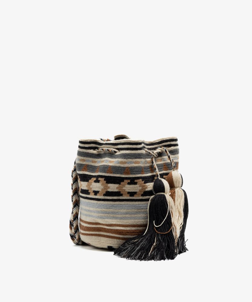 BOLSO CRUZADO M - EASEL- Gris y Marrón