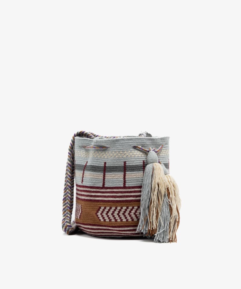 Crossbody Bag M - PYXIS- BURGUNDY & LIGHT BLUE