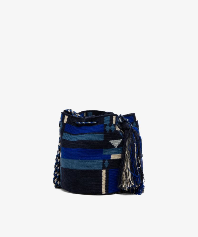 BOLSO CRUZADO M - WAYUU - nero y azul