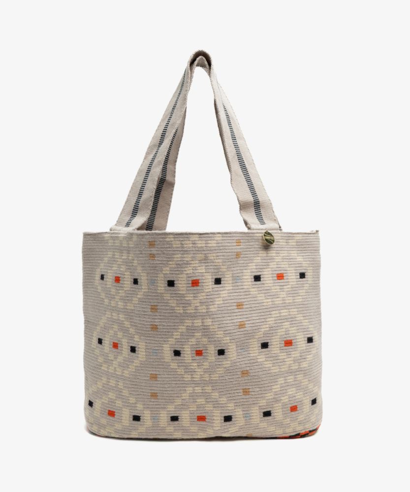 Bolso Shopping L -CAELUM- GRIS Y BEIGE