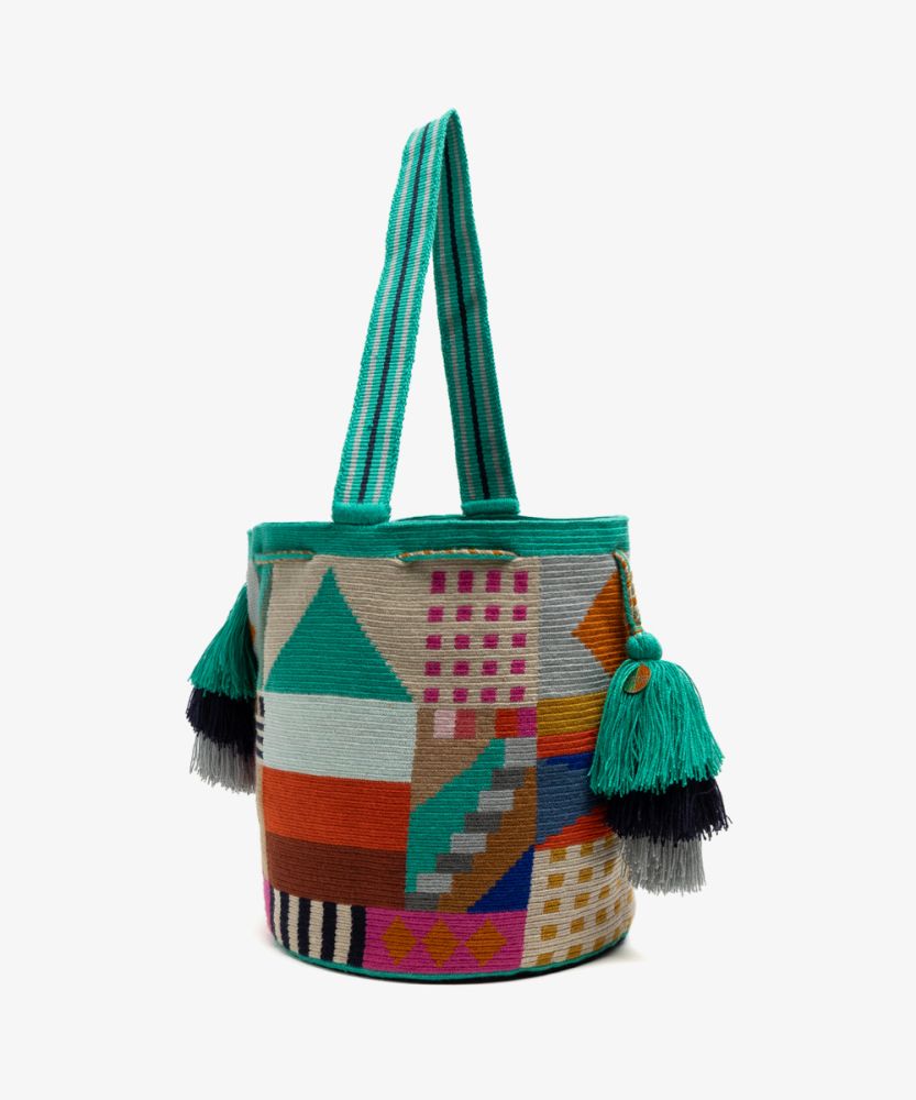 Bolso Ana- LION - TURQUESA Y  MULTICOLOR
