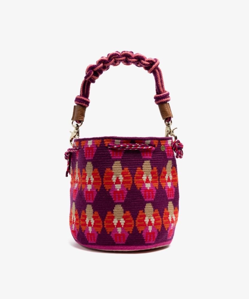 BOLSO MITRA CON ASA DE MACRAMÉ - IRIS - ROSA Y BEIGE