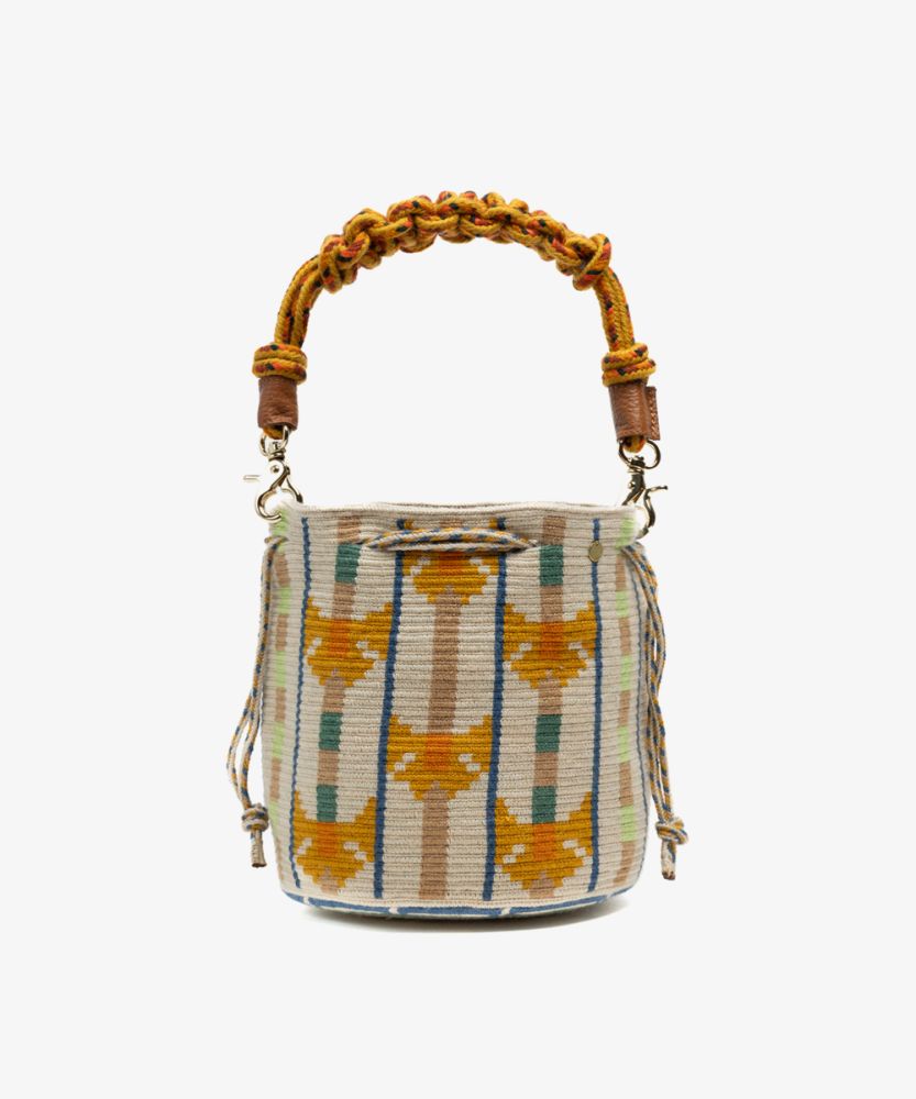 BOLSO MITRA CON ASA DE MACRAMÉ - CIRCINUS - BEIGE Y NARANJA