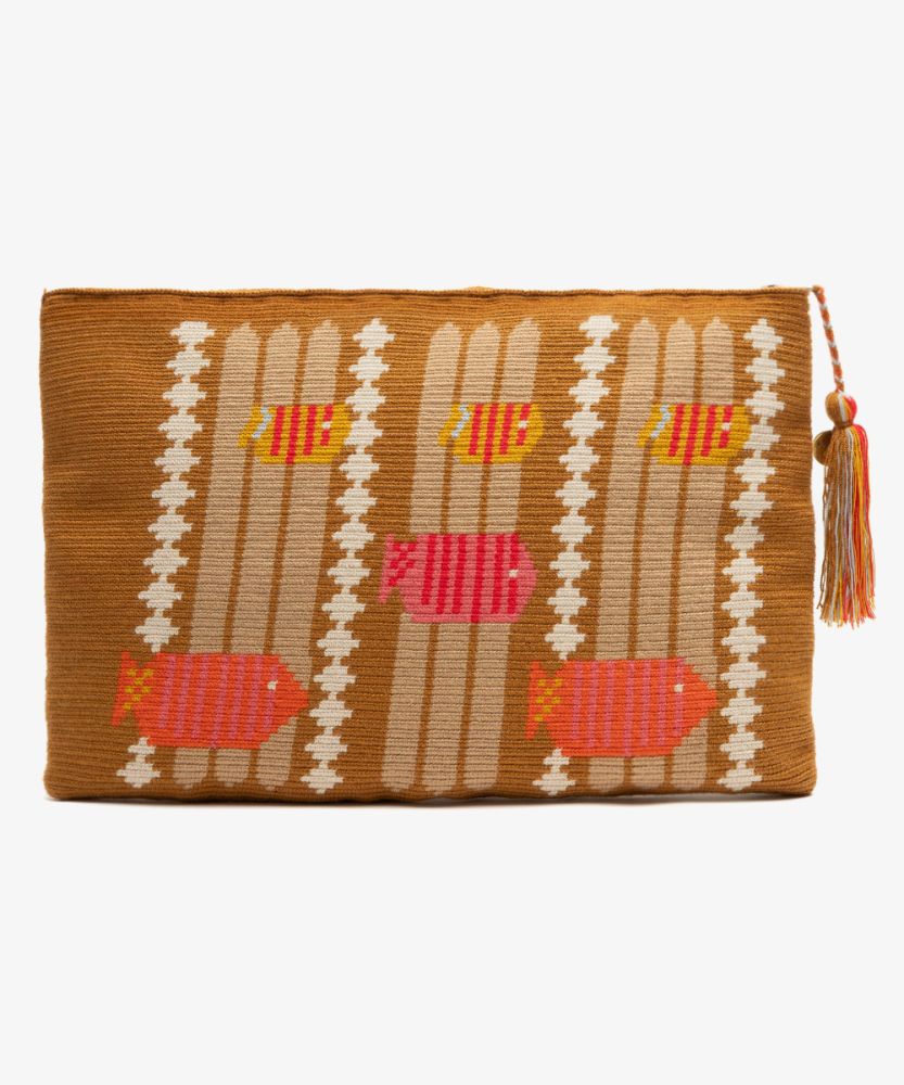 BOLSO DE MANO L - CEPHEUS - Camello y coral