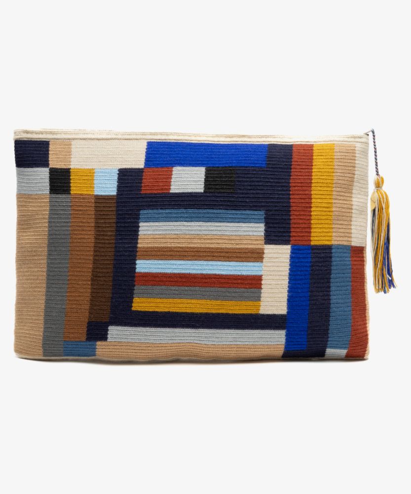 BOLSO DE MANO L - BALANCE - AZULÓN Y CAMELLO