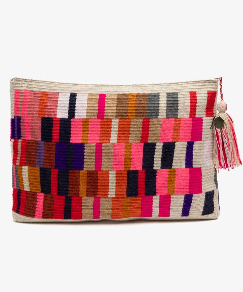 BOLSO DE MANO L -  OCTANT - ROSA Y BEIGE