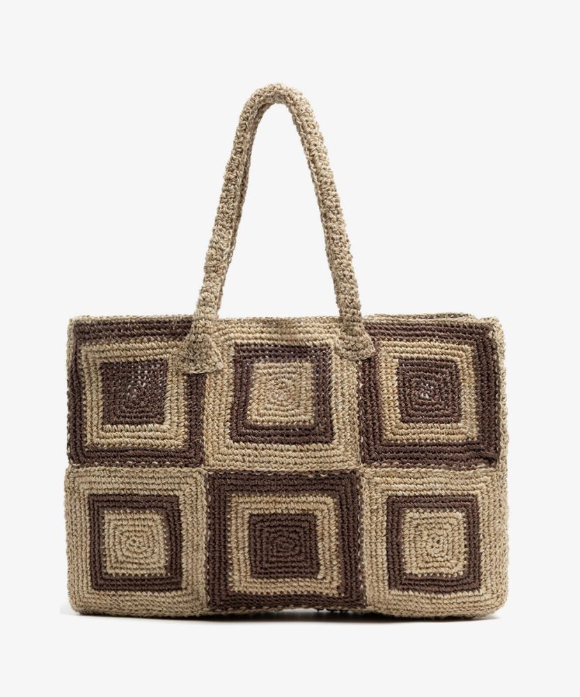 FIQUE BAG RECTANGULAR WITH SQUARE BROWN