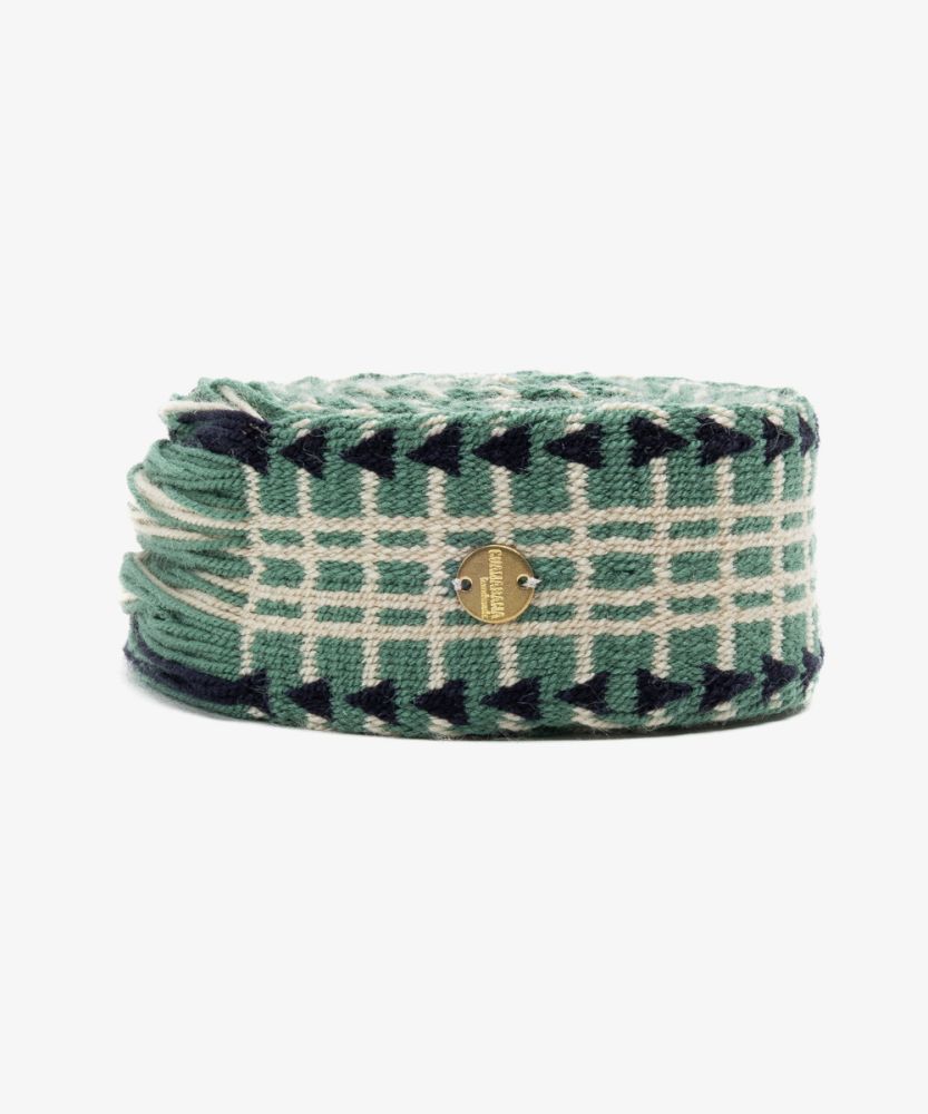 Belt with fringes - GREEN & WHITE