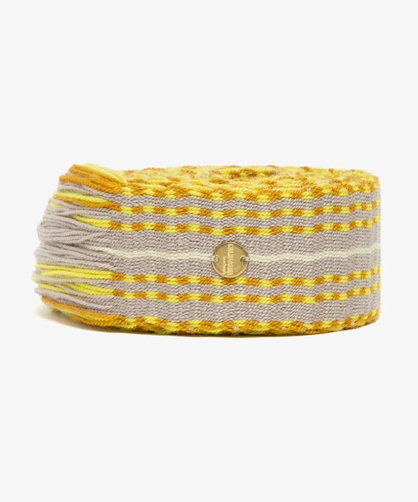 Belt with fringes- beige & yellow