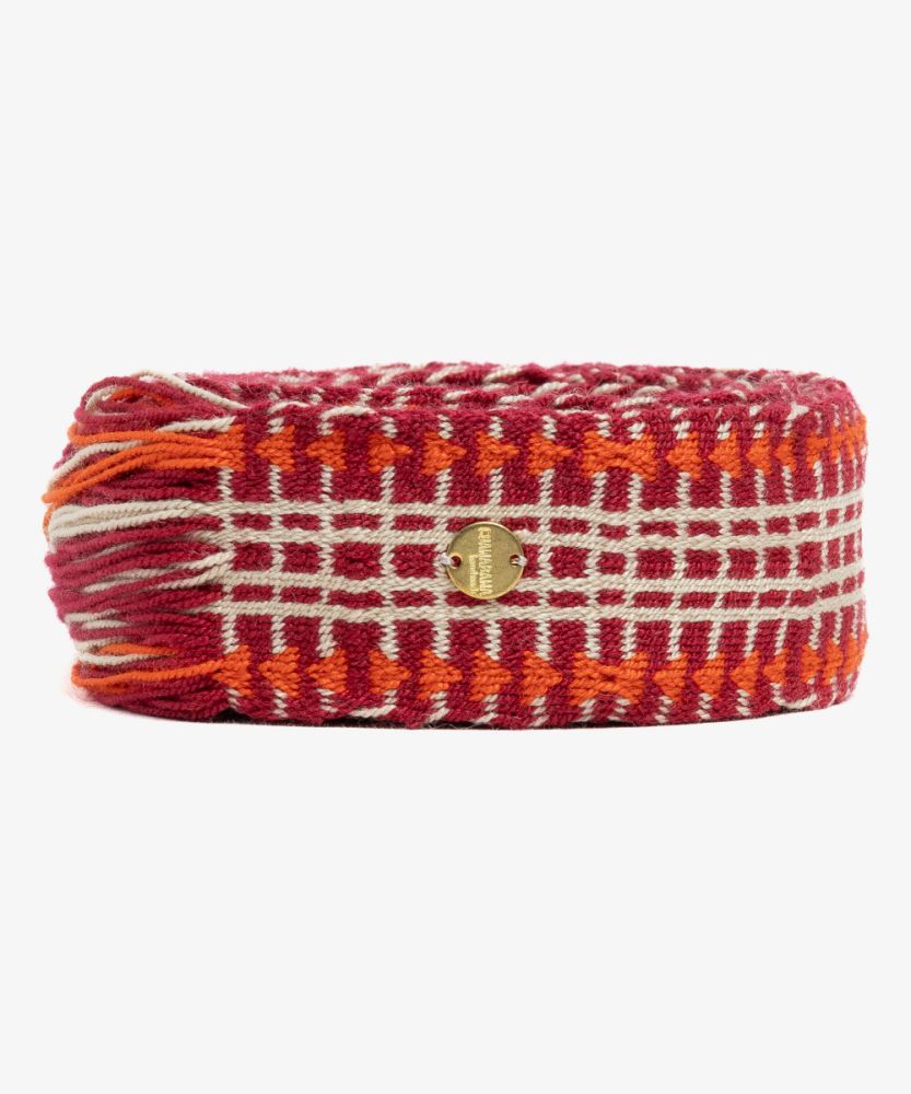 Belt with fringes garnet & orange