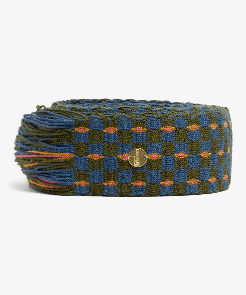 Belt with fringes blue & green