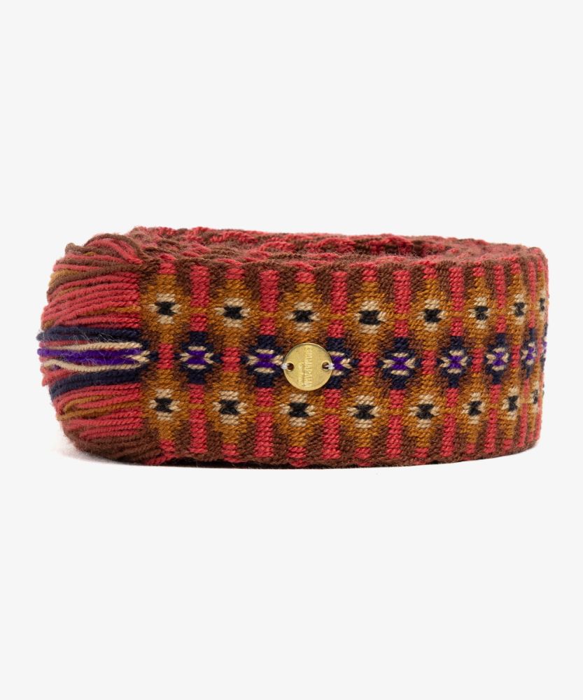 Belt with fringes brown & purple