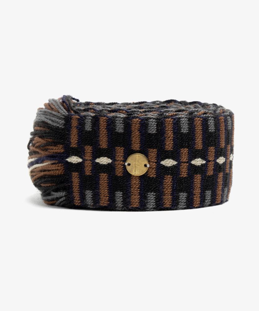 Belt with fringes blue & brown