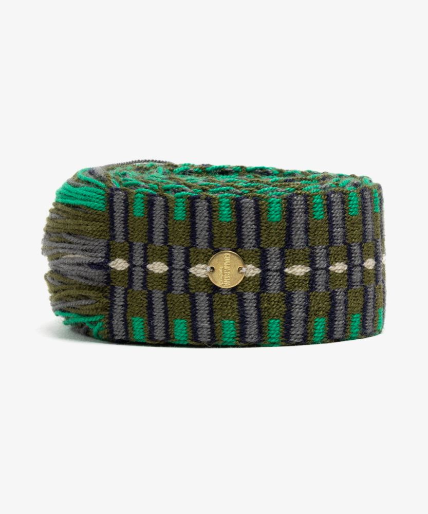 Belt with fringes green & blue