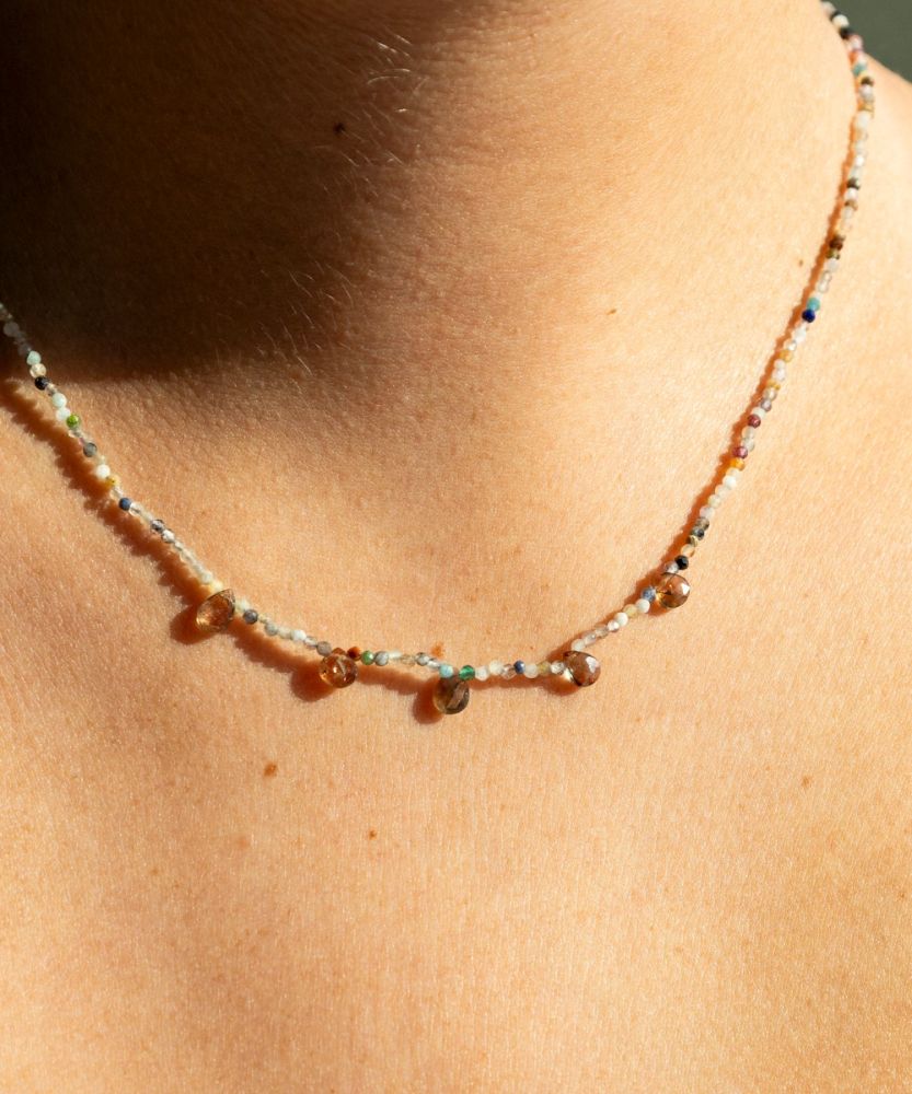Collar Martha - Turmalina mix con 5 gotas de piedras semi preciosas