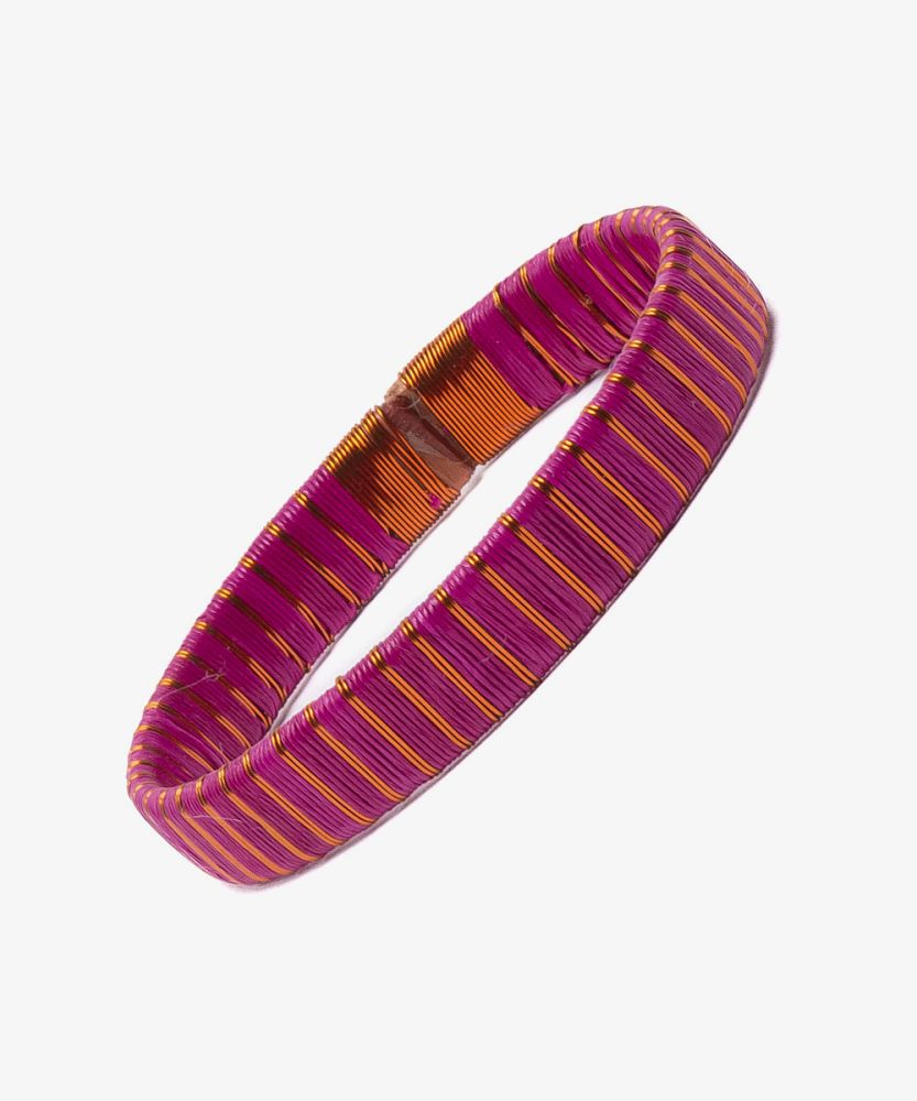 Werregue Color Bracelet, 1 cm - FUCHSIA & METALIC BROWN MULTI STRPES