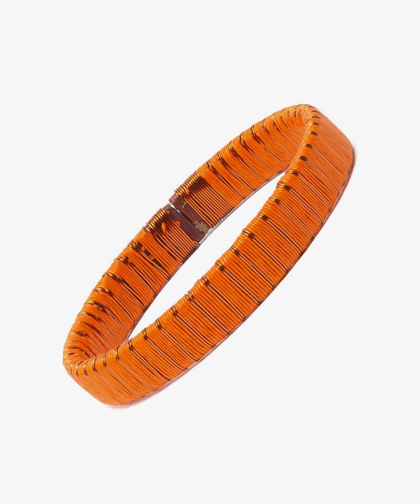 Werregue Color Bracelet, 1 cm - ORANGE & METALIC BROWN MULTI STRIPES
