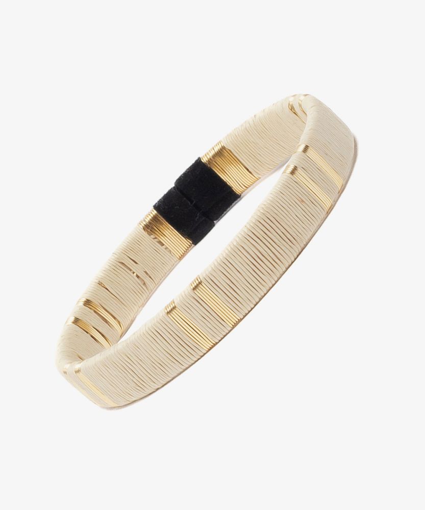 Werregue Color Bracelet, 1 cm, Unit  - BEIGE & GOLDEN DOUBLE STRIPE