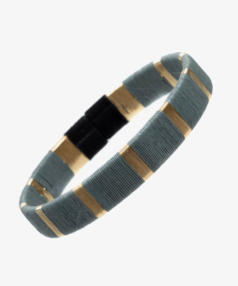 Werregue Color Bracelet, 1 cm - GREY & GOLDEN STRIPES