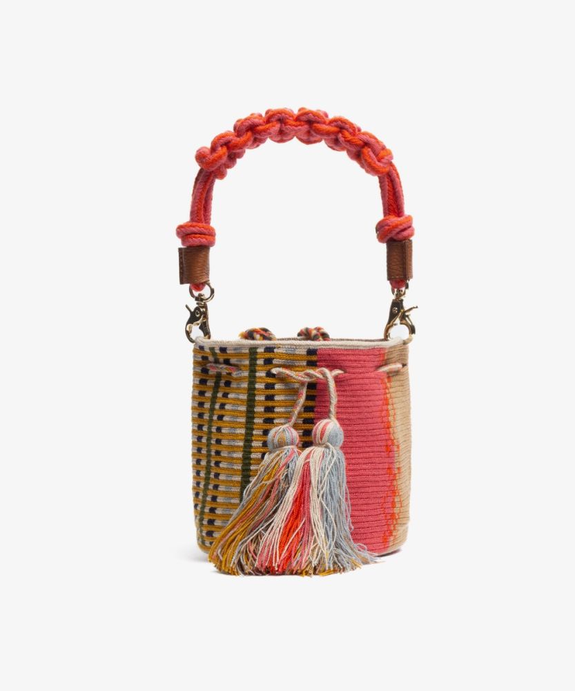 BOLSO CRUZADO M CON ASA DE MACRAMÉ - COCKATOO - ROSA CLARO Y BEIGE