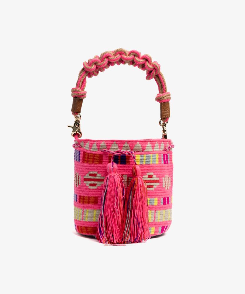 Crossbody Bag M with short macrame handle - 