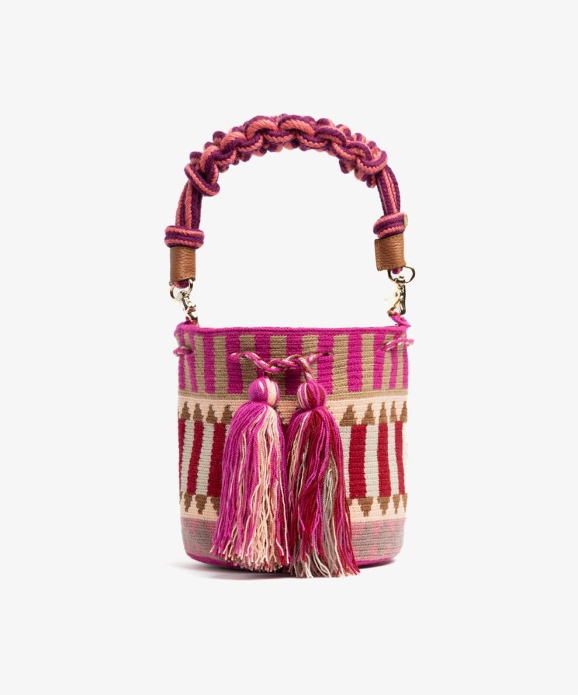 Crossbody Bag M with short macrame handle - 
