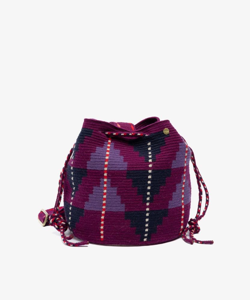 MITRA bag W /LONG ADJUSTABLE STRAP - ACACIA - GARNET & NAVY BLUE