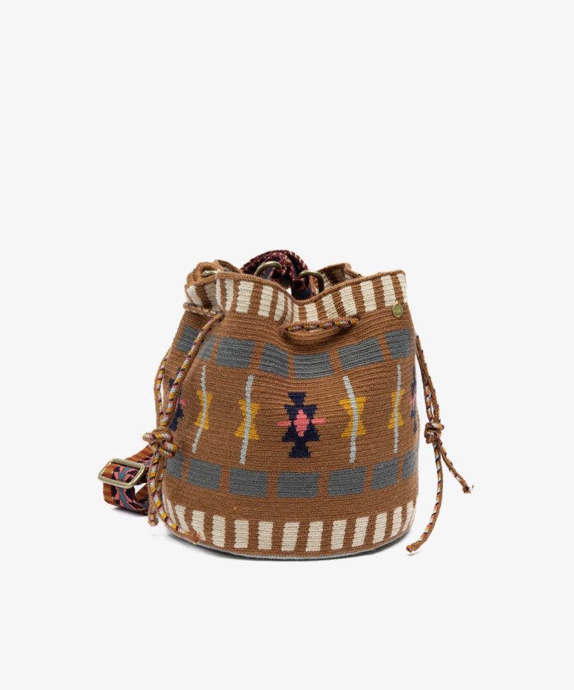 MITRA bag W /LONG ADJUSTABLE STRAP -  BELLFLOWER - BROWN & GREY