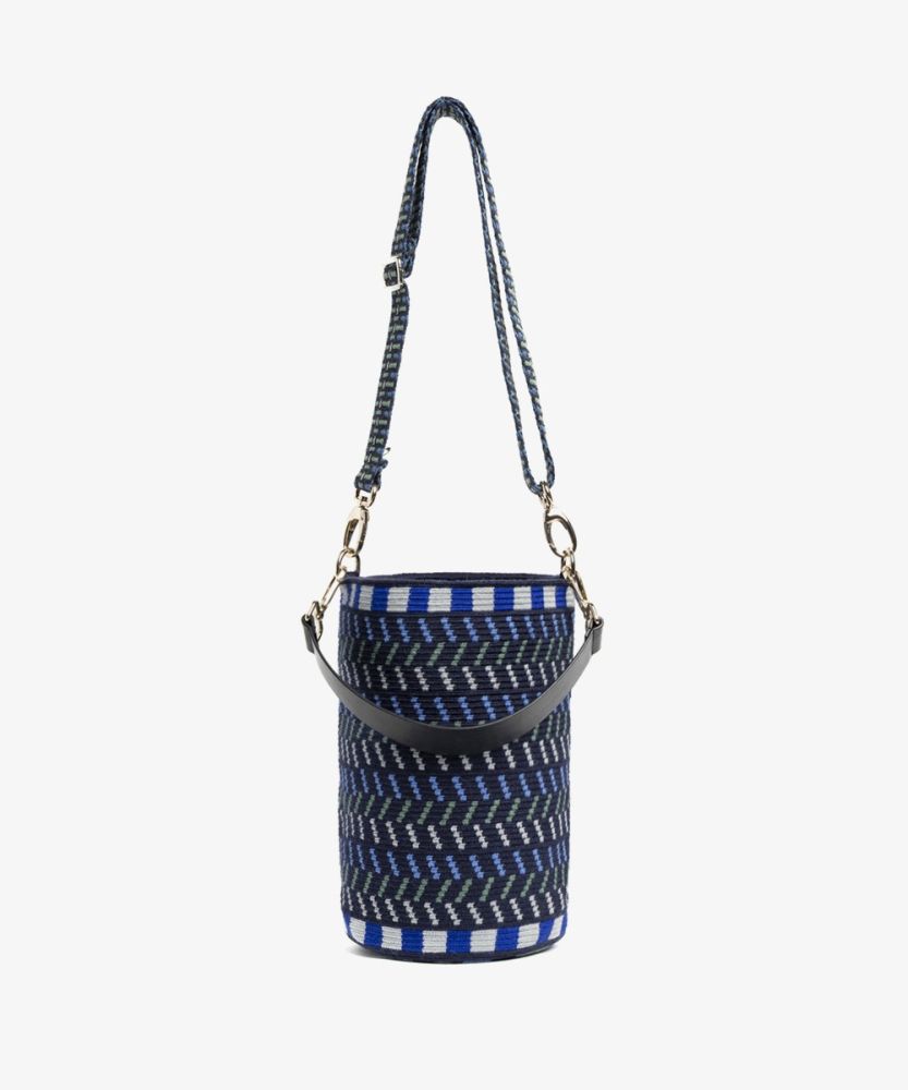 BOLSO CRETA CON ASA DE CUERO - AZUL Y AZUL MARINO