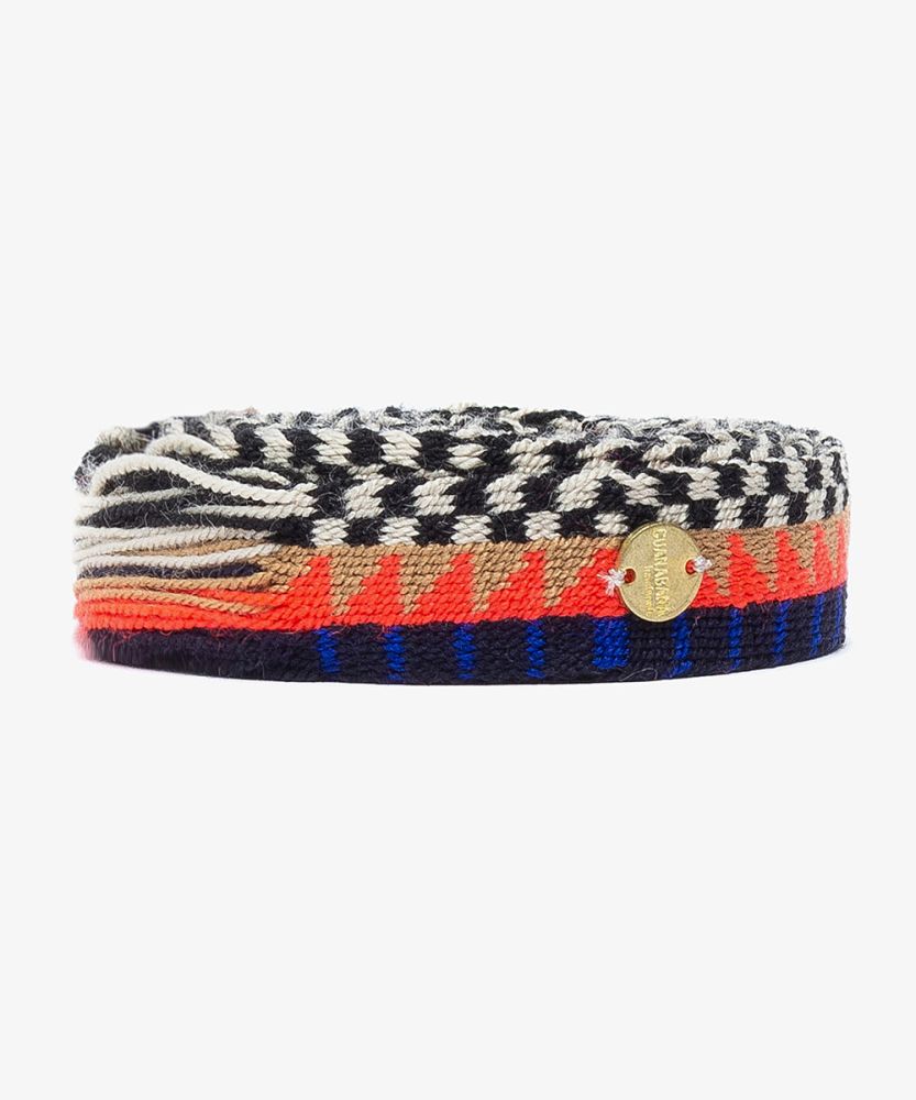 Cinturón fino con flecos - NEGRO Y NARANJA