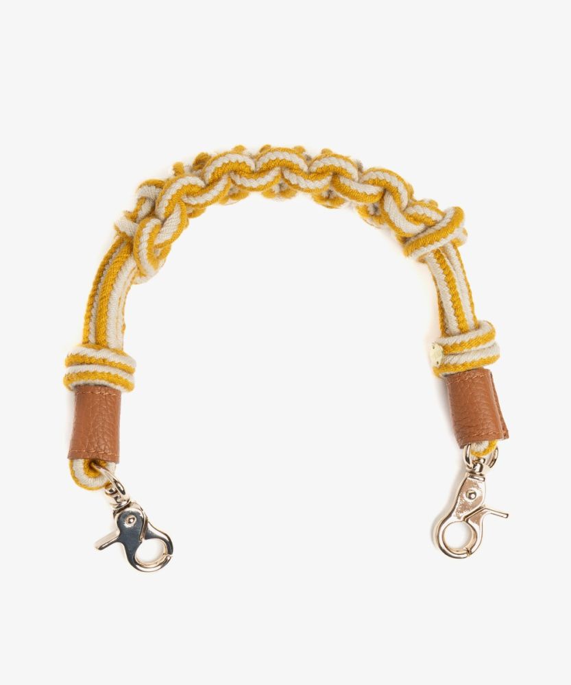 Asa de bolso de cordón - MACRAME MOSTAZA Y BLANCO