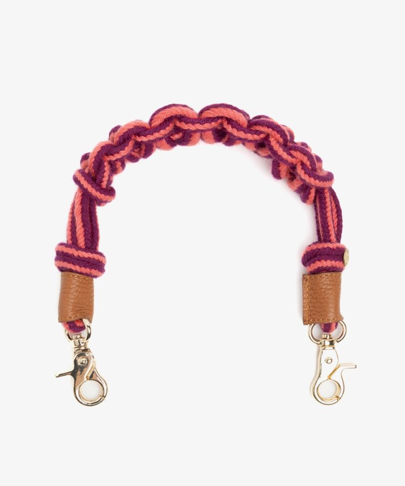 Cord shoulder strap - MACRAME PINK & WINE