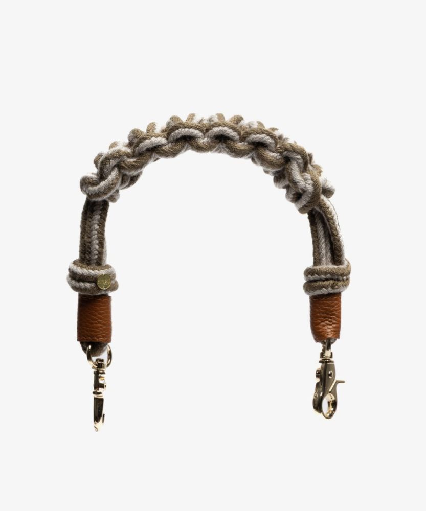 Cord shoulder strap MACRAME - KAKHI & BEIGE