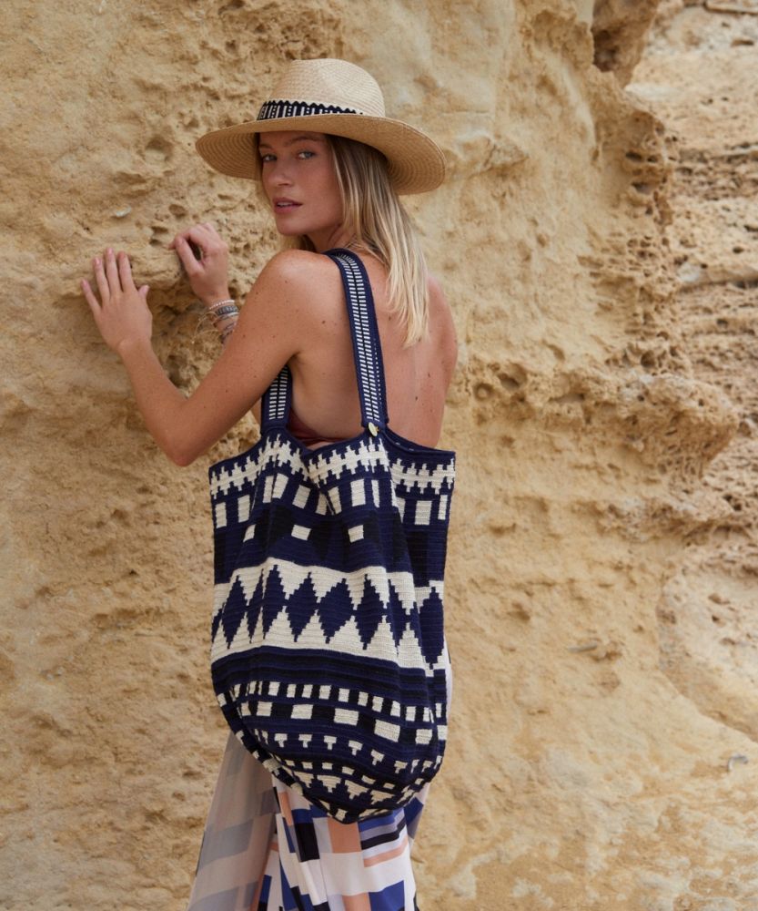 Tote Bag - ARA - NAVY & BEIGE