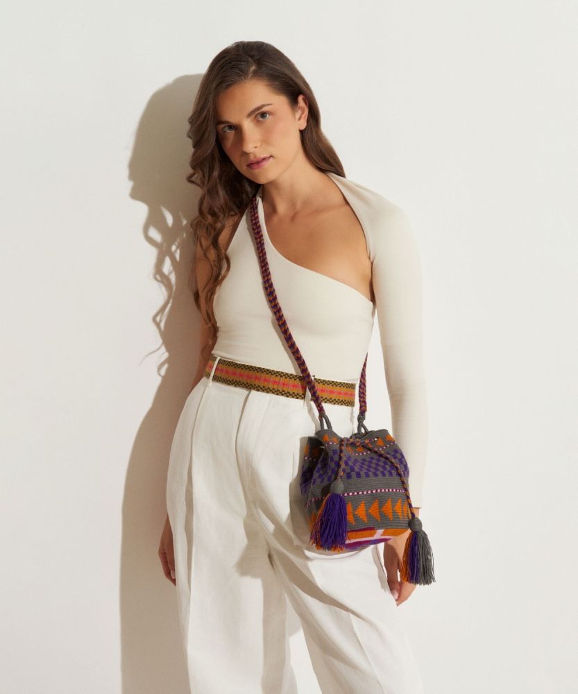Crossbody Bag M - ANCHOVY - DARK GREY & PURPLE