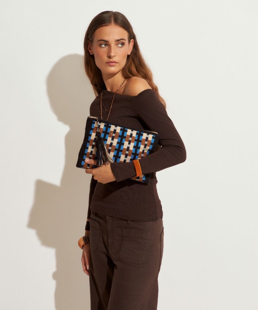 Clutch Bag - BASIL - BROWN & BLUE