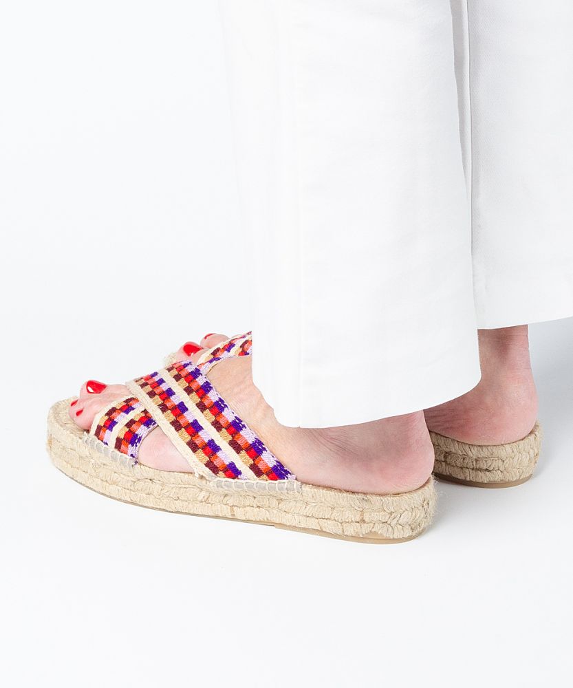 ESPADRILLE WITH CROSSED BAND - PURPLE & RED